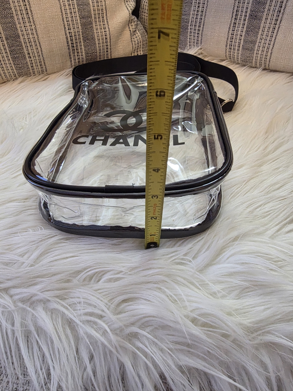 Clear PVC Crossbody Bag Stadium Bag Transparent Bag with Black Trim - Picture 10 of 10